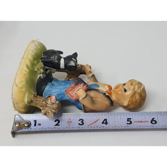 Vintage Hand Painted Made In Japan Porcelain School Boy Scotty‎ Dog Figurine - Picture 9 of 9